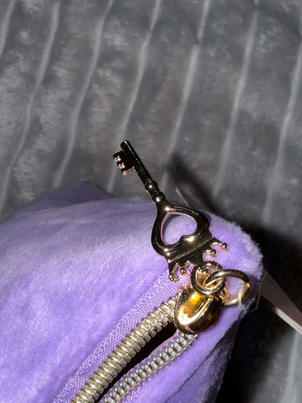 Juicy Couture Lavender Satin-Lined Cosmetic Pouch With Gemstone Logo